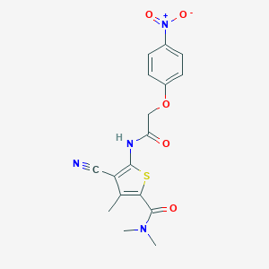 molecular formula C17H16N4O5S B449928 4-cyano-5-[({4-nitrophenoxy}acetyl)amino]-N,N,3-trimethyl-2-thiophenecarboxamide 