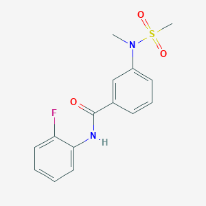 molecular formula C15H15FN2O3S B4499316 N-(2-fluorophenyl)-3-[methyl(methylsulfonyl)amino]benzamide 