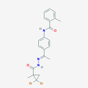 molecular formula C21H21Br2N3O2 B449934 N-(4-{N-[(2,2-dibromo-1-methylcyclopropyl)carbonyl]ethanehydrazonoyl}phenyl)-2-methylbenzamide 