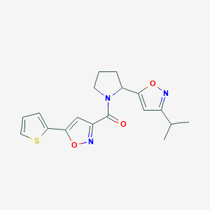 3-(Propan-2-YL)-5-{1-[5-(thiophen-2-YL)-1,2-oxazole-3-carbonyl]pyrrolidin-2-YL}-1,2-oxazole