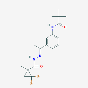 molecular formula C18H23Br2N3O2 B449936 N-(3-{N-[(2,2-dibromo-1-methylcyclopropyl)carbonyl]ethanehydrazonoyl}phenyl)-2,2-dimethylpropanamide 