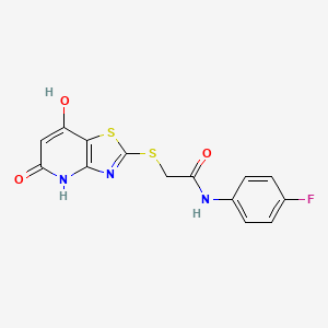 molecular formula C14H10FN3O3S2 B4499365 N-(4-fluorophenyl)-2-[(7-hydroxy-5-oxo-4,5-dihydro[1,3]thiazolo[4,5-b]pyridin-2-yl)thio]acetamide 