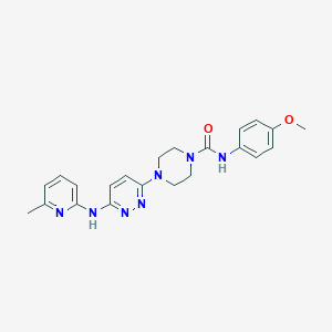 molecular formula C22H25N7O2 B4499370 N-(4-methoxyphenyl)-4-{6-[(6-methyl-2-pyridinyl)amino]-3-pyridazinyl}-1-piperazinecarboxamide 