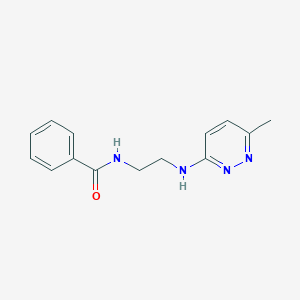 molecular formula C14H16N4O B4499375 N-{2-[(6-methyl-3-pyridazinyl)amino]ethyl}benzamide 