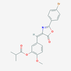 molecular formula C21H18BrNO5 B449938 5-[(2-(4-bromophenyl)-5-oxo-1,3-oxazol-4(5H)-ylidene)methyl]-2-methoxyphenyl 2-methylpropanoate 