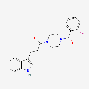 molecular formula C22H22FN3O2 B4499418 1-{4-[(2-fluorophenyl)carbonyl]piperazin-1-yl}-3-(1H-indol-3-yl)propan-1-one 