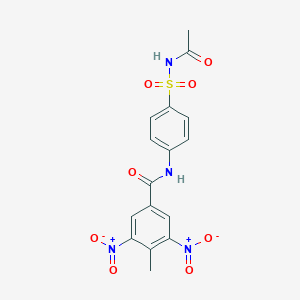 molecular formula C16H14N4O8S B449945 N-[4-(acetylsulfamoyl)phenyl]-4-methyl-3,5-dinitrobenzamide 
