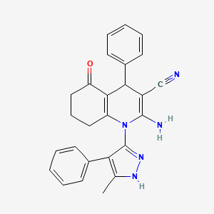 2-amino-1-(3-methyl-4-phenyl-1H-pyrazol-5-yl)-5-oxo-4-phenyl-1,4,5,6,7,8-hexahydroquinoline-3-carbonitrile