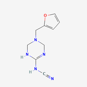 molecular formula C9H11N5O B4499484 ({5-[(FURAN-2-YL)METHYL]-1,4,5,6-TETRAHYDRO-1,3,5-TRIAZIN-2-YL}AMINO)FORMONITRILE 