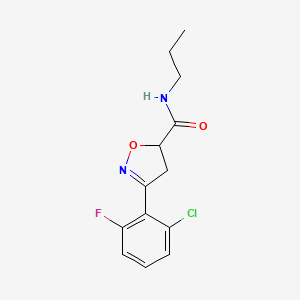 molecular formula C13H14ClFN2O2 B4499488 3-(2-chloro-6-fluorophenyl)-N-propyl-4,5-dihydro-5-isoxazolecarboxamide 