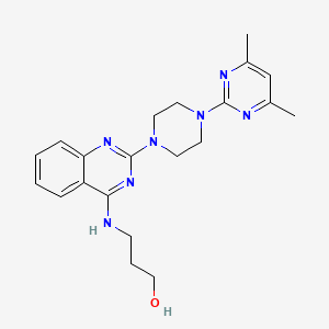 molecular formula C21H27N7O B4499503 3-((2-(4-(4,6-Dimethylpyrimidin-2-yl)piperazin-1-yl)quinazolin-4-yl)amino)propan-1-ol 