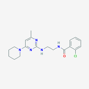 molecular formula C19H24ClN5O B4499508 2-chloro-N-(2-{[4-methyl-6-(1-piperidinyl)-2-pyrimidinyl]amino}ethyl)benzamide 