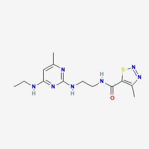 molecular formula C13H19N7OS B4499518 N-(2-{[4-(ethylamino)-6-methyl-2-pyrimidinyl]amino}ethyl)-4-methyl-1,2,3-thiadiazole-5-carboxamide 