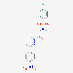 molecular formula C15H13ClN4O5S B449959 4-chloro-N-[2-(2-{4-nitrobenzylidene}hydrazino)-2-oxoethyl]benzenesulfonamide 