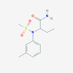 molecular formula C12H18N2O3S B4499614 2-[(3-methylphenyl)(methylsulfonyl)amino]butanamide 