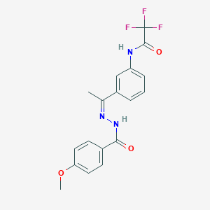 2,2,2-trifluoro-N-{3-[N-(4-methoxybenzoyl)ethanehydrazonoyl]phenyl}acetamide