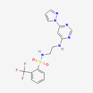 N-(2-{[6-(1H-pyrazol-1-yl)-4-pyrimidinyl]amino}ethyl)-2-(trifluoromethyl)benzenesulfonamide