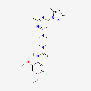 molecular formula C23H28ClN7O3 B4499635 N-(5-chloro-2,4-dimethoxyphenyl)-4-[6-(3,5-dimethyl-1H-pyrazol-1-yl)-2-methyl-4-pyrimidinyl]-1-piperazinecarboxamide 