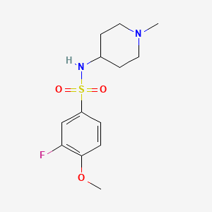 molecular formula C13H19FN2O3S B4499658 3-FLUORO-4-METHOXY-N-(1-METHYLPIPERIDIN-4-YL)BENZENE-1-SULFONAMIDE 