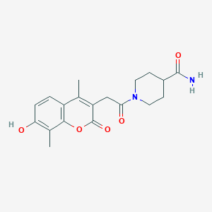 1-[(7-hydroxy-4,8-dimethyl-2-oxo-2H-chromen-3-yl)acetyl]piperidine-4-carboxamide