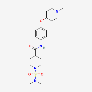 molecular formula C20H32N4O4S B4499674 1-(dimethylsulfamoyl)-N-{4-[(1-methylpiperidin-4-yl)oxy]phenyl}piperidine-4-carboxamide 