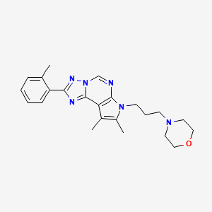 molecular formula C23H28N6O B4499686 4-{3-[8,9-DIMETHYL-2-(2-METHYLPHENYL)-7H-PYRROLO[3,2-E][1,2,4]TRIAZOLO[1,5-C]PYRIMIDIN-7-YL]PROPYL}MORPHOLINE 