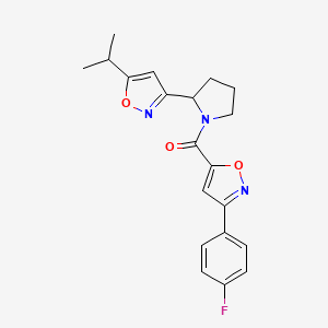 3-{1-[3-(4-Fluorophenyl)-1,2-oxazole-5-carbonyl]pyrrolidin-2-YL}-5-(propan-2-YL)-1,2-oxazole