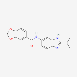 N-[2-(propan-2-yl)-1H-benzimidazol-5-yl]-1,3-benzodioxole-5-carboxamide