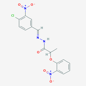 molecular formula C16H13ClN4O6 B449989 N'-{4-chloro-3-nitrobenzylidene}-2-{2-nitrophenoxy}propanohydrazide 