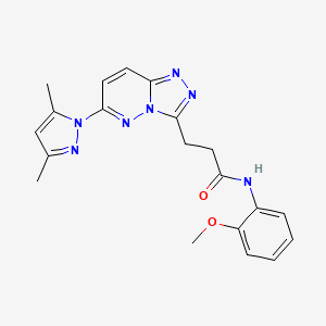 molecular formula C20H21N7O2 B4499927 3-[6-(3,5-dimethyl-1H-pyrazol-1-yl)[1,2,4]triazolo[4,3-b]pyridazin-3-yl]-N-(2-methoxyphenyl)propanamide 