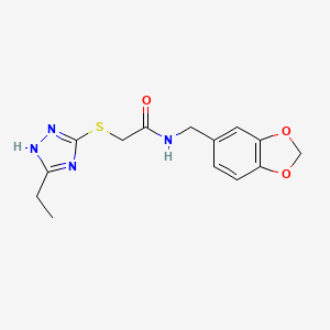 N-(1,3-benzodioxol-5-ylmethyl)-2-[(3-ethyl-1H-1,2,4-triazol-5-yl)thio]acetamide