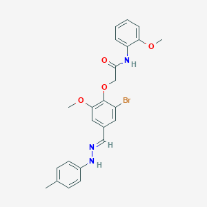 2-(2-bromo-6-methoxy-4-{(E)-[2-(4-methylphenyl)hydrazinylidene]methyl}phenoxy)-N-(2-methoxyphenyl)acetamide