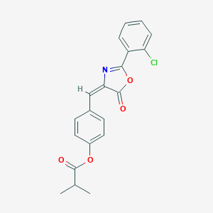 molecular formula C20H16ClNO4 B450016 4-[(2-(2-chlorophenyl)-5-oxo-1,3-oxazol-4(5H)-ylidene)methyl]phenyl 2-methylpropanoate 
