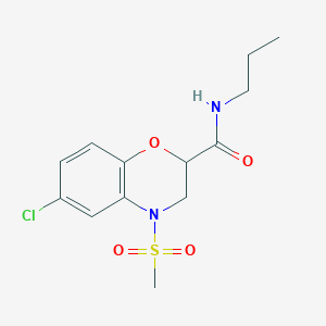 molecular formula C13H17ClN2O4S B4500202 6-chloro-4-(methylsulfonyl)-N-propyl-3,4-dihydro-2H-1,4-benzoxazine-2-carboxamide 