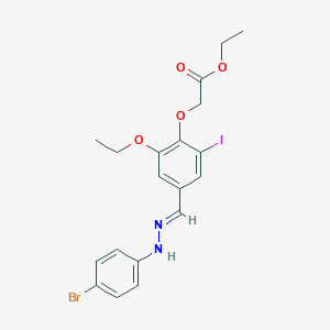 ethyl (4-{(E)-[2-(4-bromophenyl)hydrazinylidene]methyl}-2-ethoxy-6-iodophenoxy)acetate
