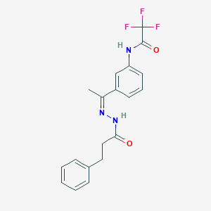 2,2,2-trifluoro-N-{3-[N-(3-phenylpropanoyl)ethanehydrazonoyl]phenyl}acetamide