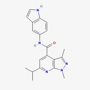 molecular formula C20H21N5O B4500300 N-(1H-indol-5-yl)-1,3-dimethyl-6-(propan-2-yl)-1H-pyrazolo[3,4-b]pyridine-4-carboxamide 