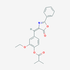 molecular formula C22H21NO5 B450032 2-ethoxy-4-[(5-oxo-2-phenyl-1,3-oxazol-4(5H)-ylidene)methyl]phenyl 2-methylpropanoate 