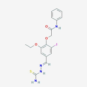 molecular formula C18H19IN4O3S B450038 2-{4-[(E)-(2-carbamothioylhydrazinylidene)methyl]-2-ethoxy-6-iodophenoxy}-N-phenylacetamide 