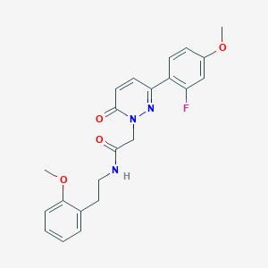 molecular formula C22H22FN3O4 B4500391 2-[3-(2-氟-4-甲氧基苯基)-6-氧代-1(6H)-吡哒嗪基]-N-[2-(2-甲氧基苯基)乙基]乙酰胺 