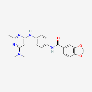 N-(4-{[6-(DIMETHYLAMINO)-2-METHYLPYRIMIDIN-4-YL]AMINO}PHENYL)-2H-1,3-BENZODIOXOLE-5-CARBOXAMIDE