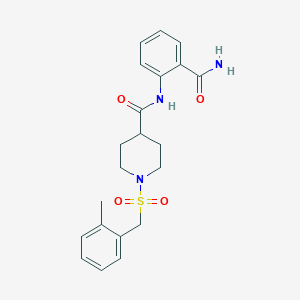 molecular formula C21H25N3O4S B4500535 N-[2-(aminocarbonyl)phenyl]-1-[(2-methylbenzyl)sulfonyl]-4-piperidinecarboxamide 