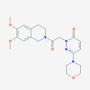 molecular formula C21H26N4O5 B4500558 2-[2-(6,7-dimethoxy-3,4-dihydroisoquinolin-2(1H)-yl)-2-oxoethyl]-6-(morpholin-4-yl)pyridazin-3(2H)-one 