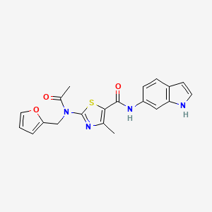 molecular formula C20H18N4O3S B4500583 2-[乙酰基(2-呋喃基甲基)氨基]-N-1H-吲哚-6-基-4-甲基-1,3-噻唑-5-甲酰胺 