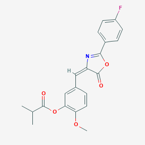 molecular formula C21H18FNO5 B450064 5-[(2-(4-fluorophenyl)-5-oxo-1,3-oxazol-4(5H)-ylidene)methyl]-2-methoxyphenyl 2-methylpropanoate 