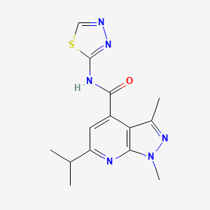 molecular formula C14H16N6OS B4500652 6-异丙基-1,3-二甲基-N-1,3,4-噻二唑-2-基-1H-吡唑并[3,4-b]吡啶-4-甲酰胺 