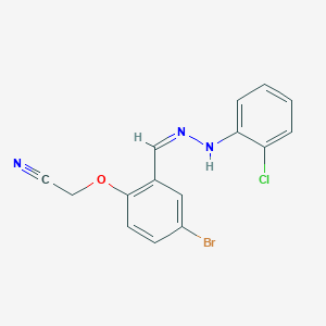 molecular formula C15H11BrClN3O B450073 {4-Bromo-2-[2-(2-chlorophenyl)carbohydrazonoyl]phenoxy}acetonitrile 