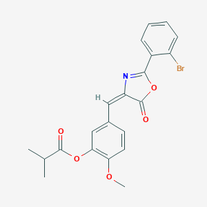molecular formula C21H18BrNO5 B450075 5-[(2-(2-bromophenyl)-5-oxo-1,3-oxazol-4(5H)-ylidene)methyl]-2-methoxyphenyl 2-methylpropanoate 