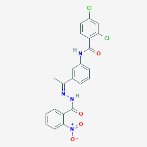 molecular formula C22H16Cl2N4O4 B450078 2,4-dichloro-N-[3-(N-{2-nitrobenzoyl}ethanehydrazonoyl)phenyl]benzamide 