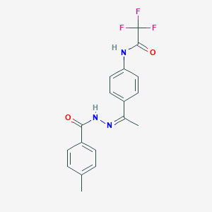 molecular formula C18H16F3N3O2 B450079 2,2,2-trifluoro-N-{4-[N-(4-methylbenzoyl)ethanehydrazonoyl]phenyl}acetamide 